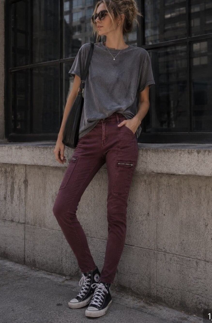 Pistola Women's Size 31 Hannah Maroon Cargo Skinny Pants